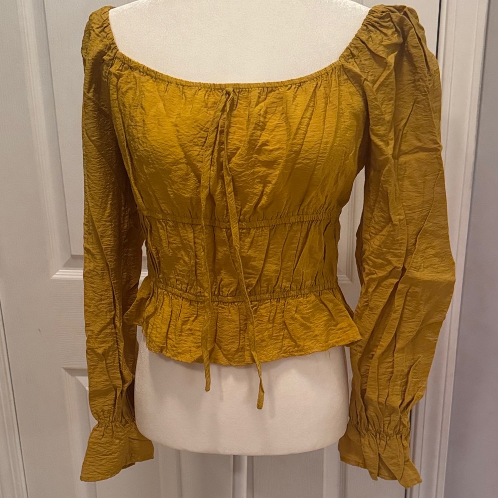 Forever 21 Yellow Crinkle Blouse